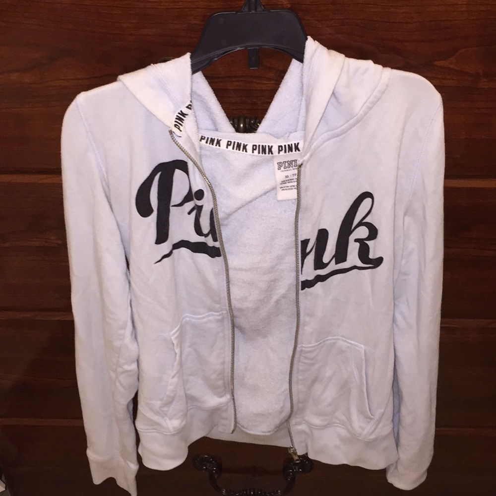 Baby blue soft full zip jacket.